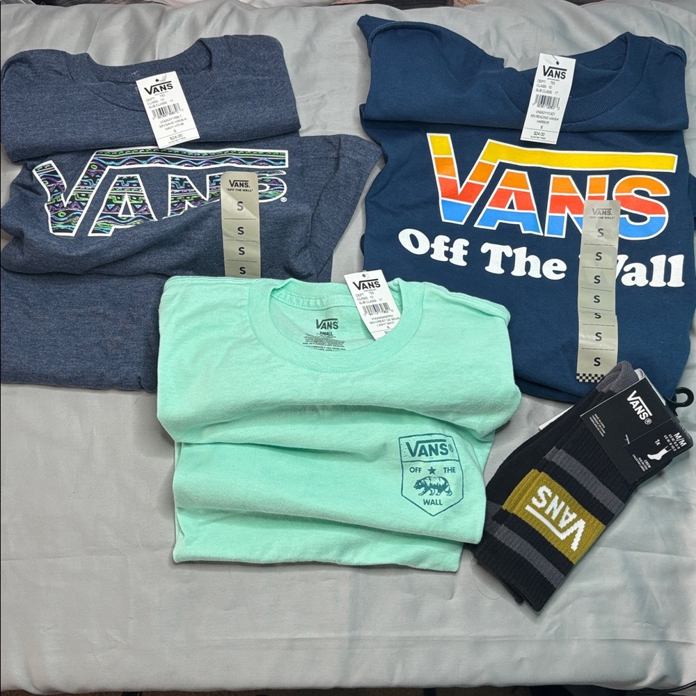 Vans Bundle - 3 Vans T-shirts & One Pair Vans Crew Socks